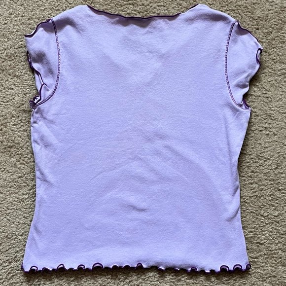 BCBG Knit Lavender Flutter Sleeves with Slit Top - Picture 2 of 7